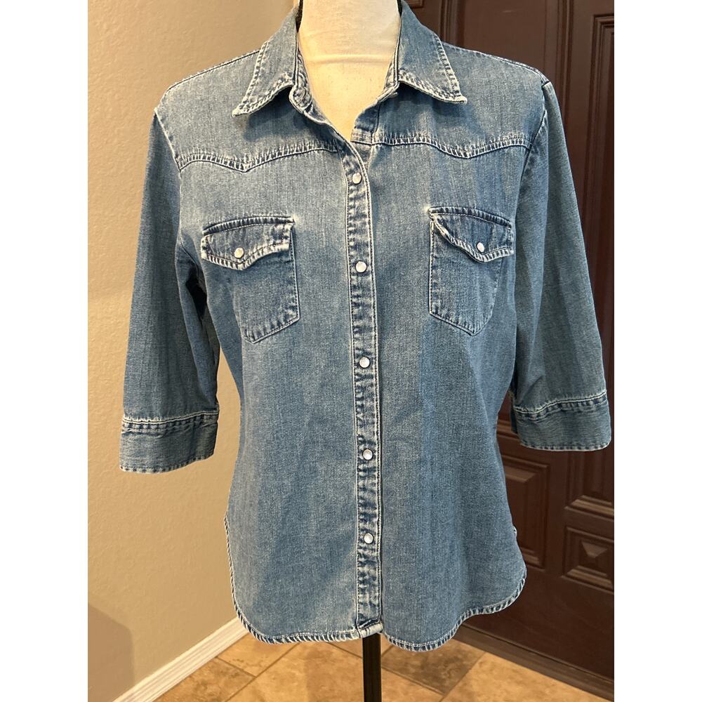 Old Navy Light Blue Denim Western Shirt
